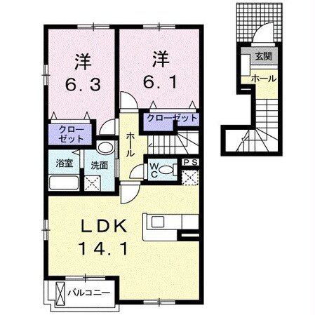 新賀来橋 徒歩6分 2階の物件間取画像